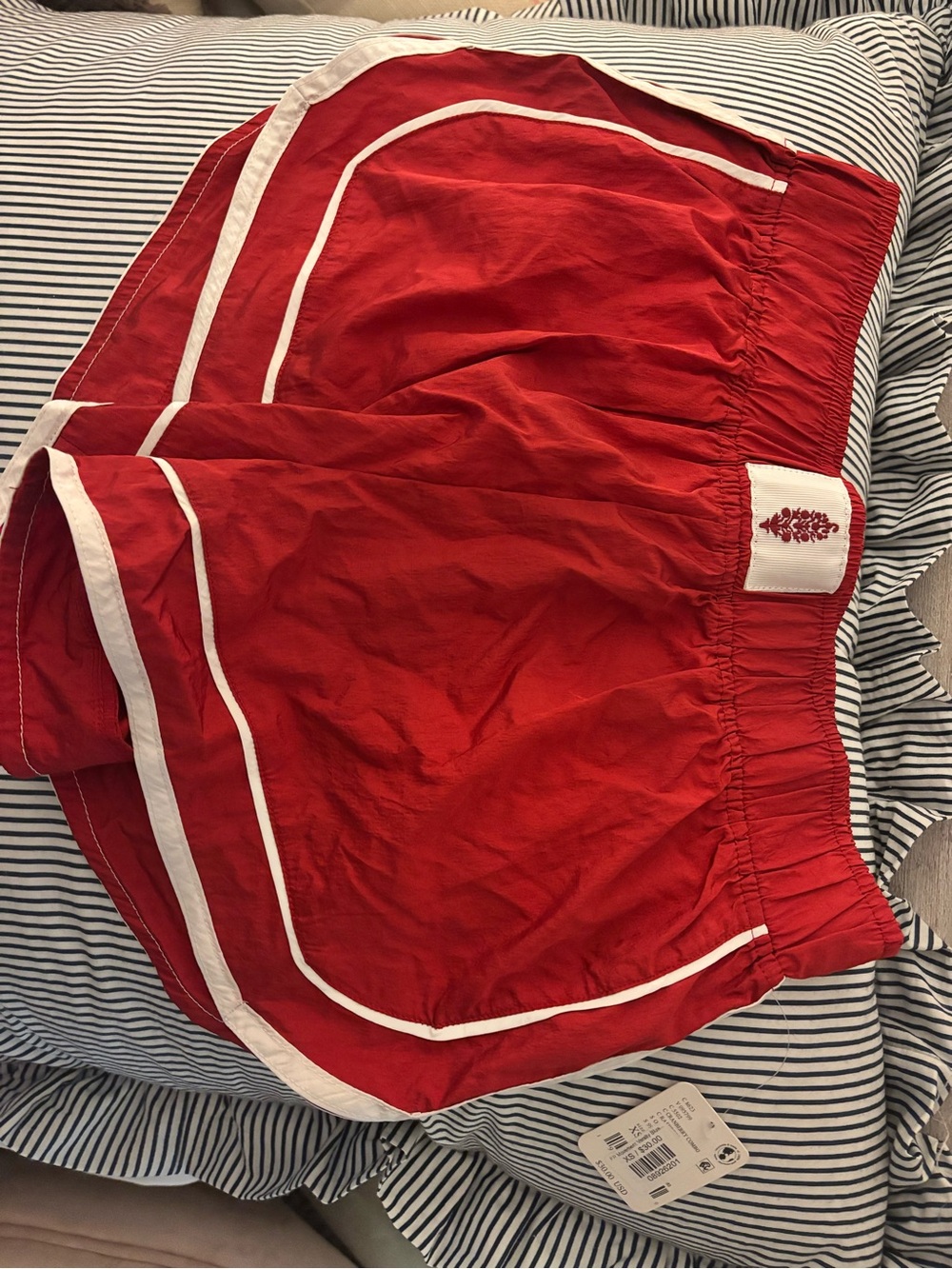 FP Movement by Free People Red Athletic Shorts with White Trim